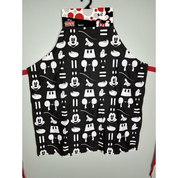 Set Of 2 NWT Disney Minnie‎ & Mickey Mouse Apron White Black Red Tie Holiday - Picture 3 of 6
